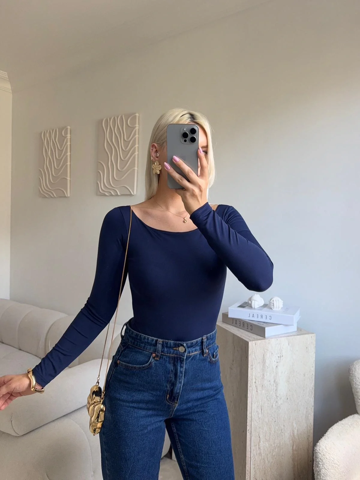 Kayık Yaka Bodysuit - LACİVERT