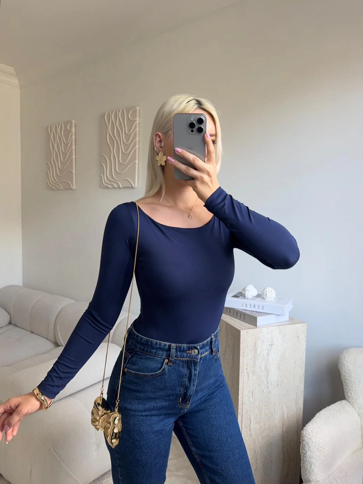 Kayık Yaka Bodysuit - LACİVERT