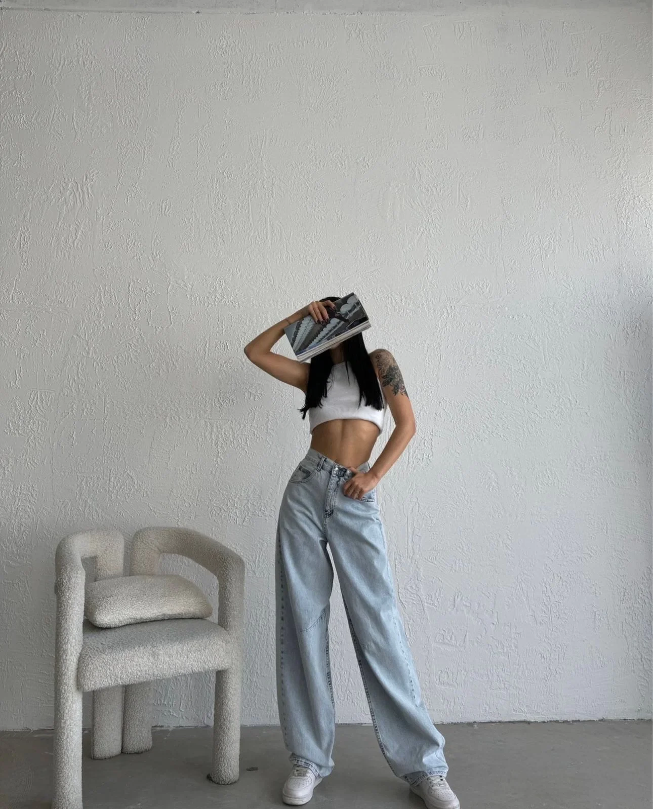 Kemer Toka Detay Baggy Jean | AÇIK MAVİ