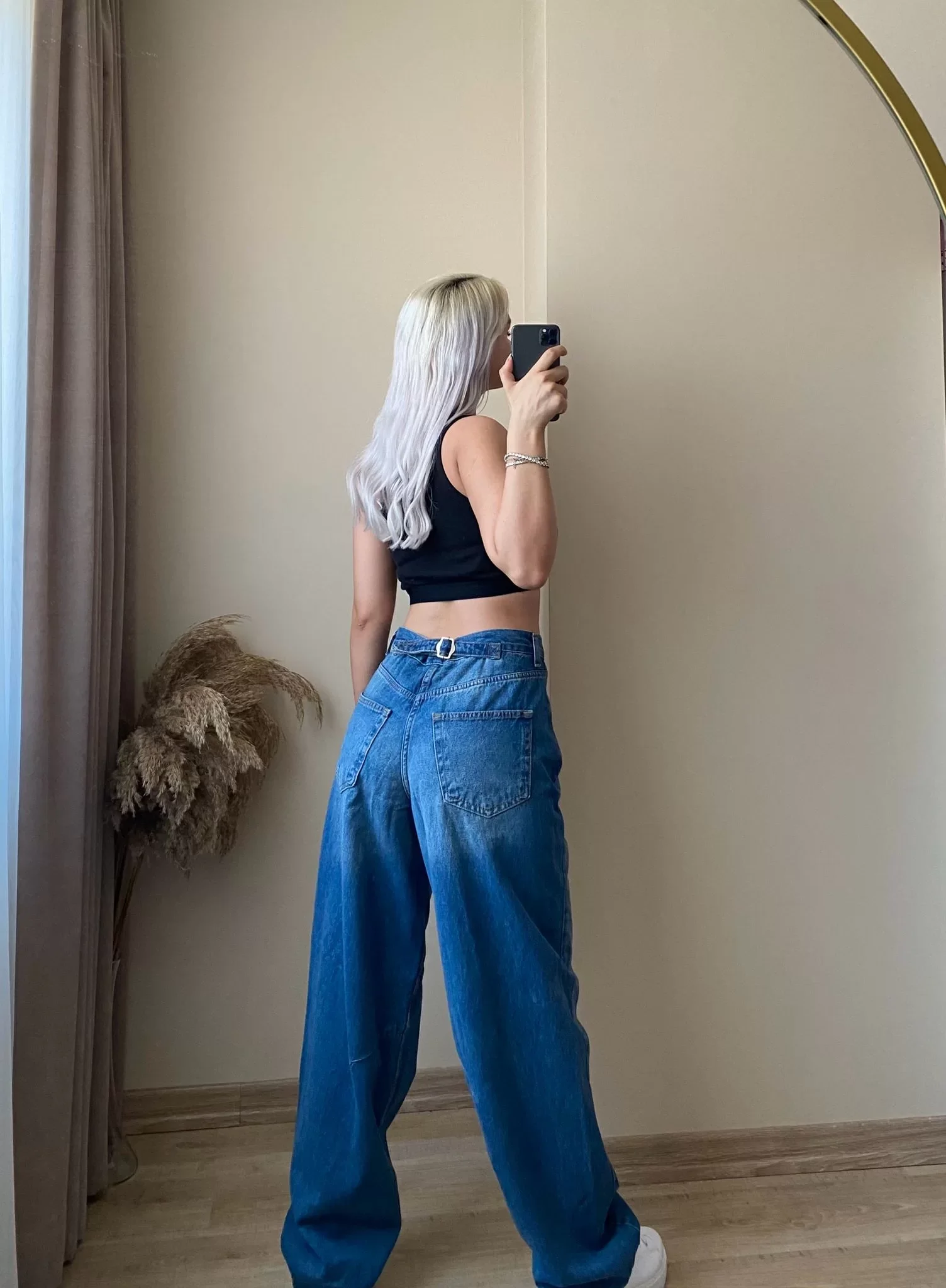 Kemer Toka Detay Baggy Jean | KOYU MAVİ