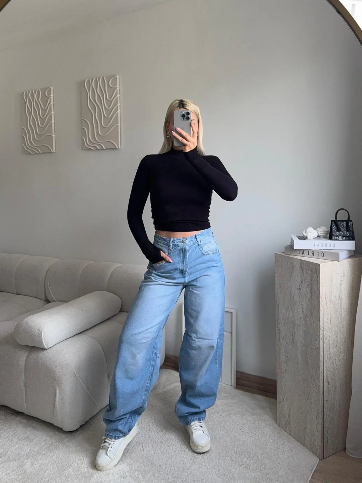 Kemer Tokalı Baggy Jean - AÇIK MAVİ