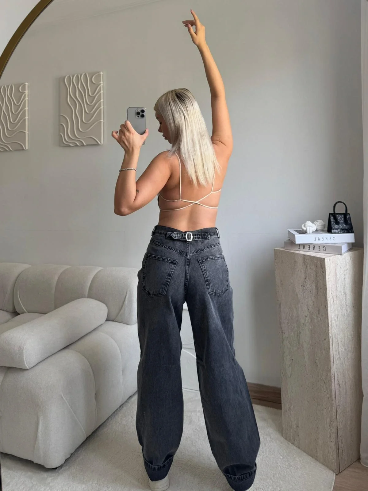 Kemer Tokalı Baggy Jean - ANTRASİT