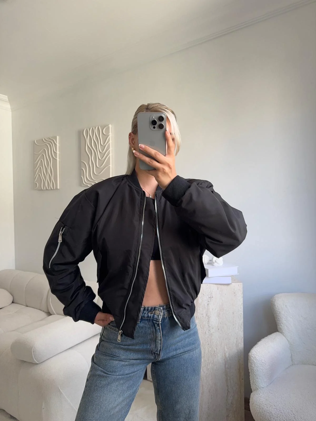 Kol Fermuar Bomber Ceket