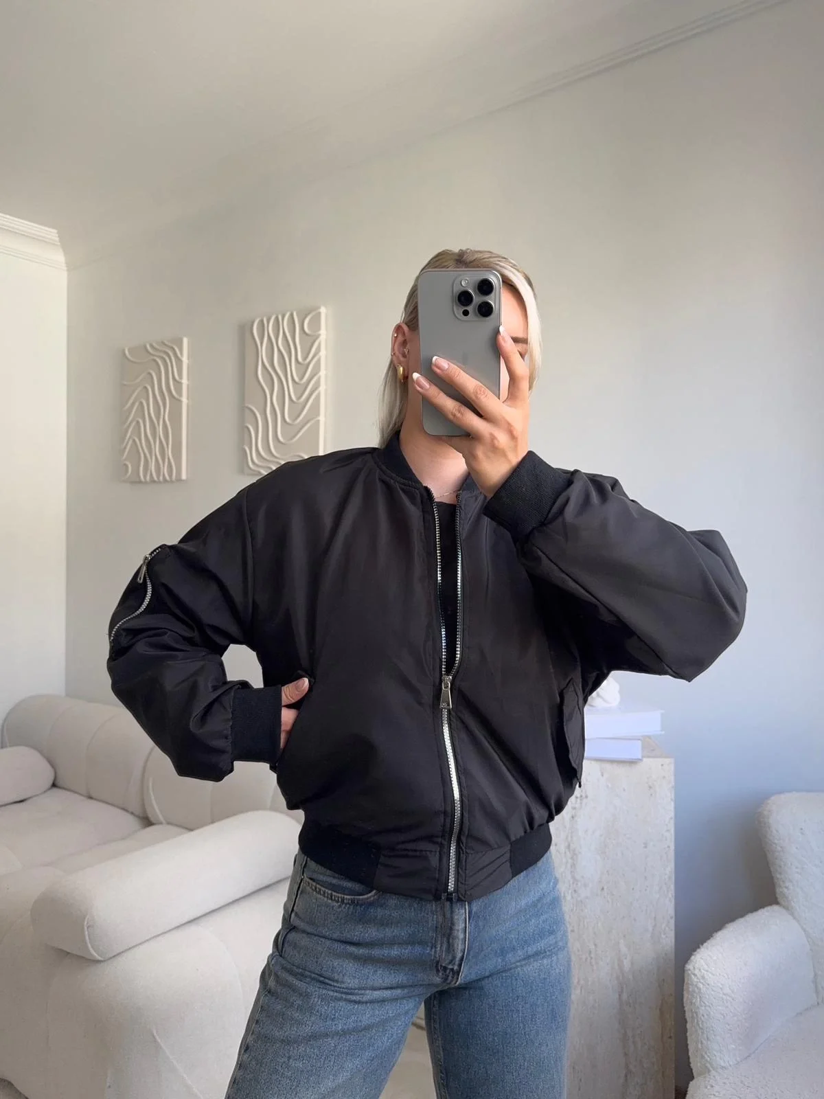 Kol Fermuar Bomber Ceket