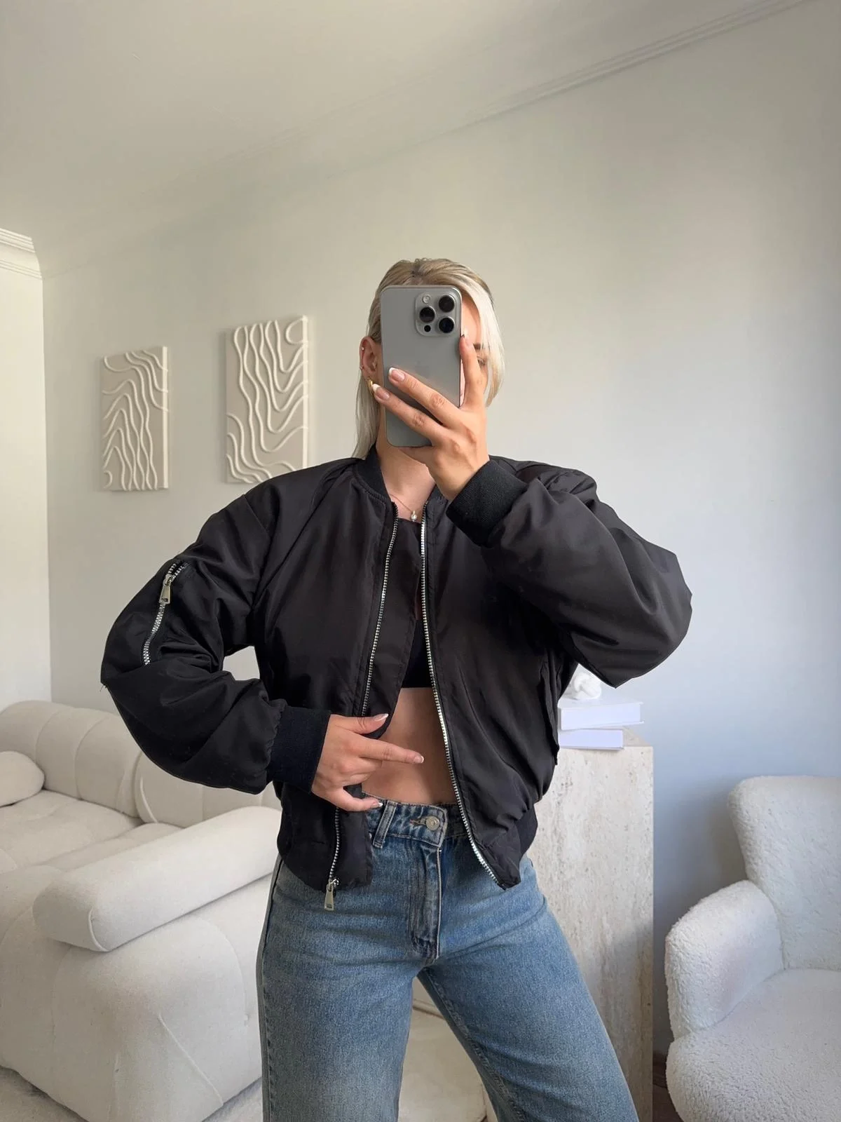 Kol Fermuar Bomber Ceket