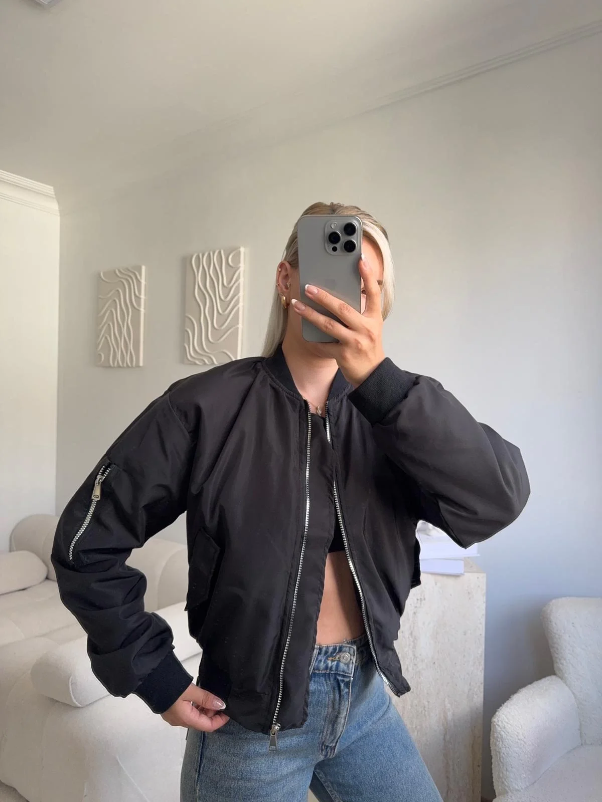 Kol Fermuar Bomber Ceket