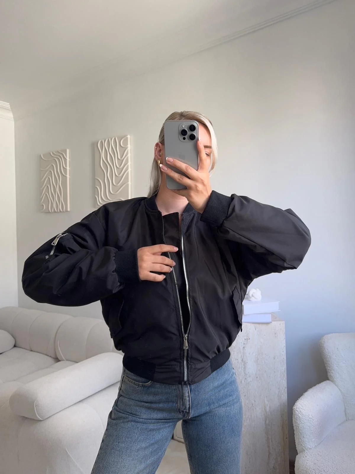 Kol Fermuar Bomber Ceket