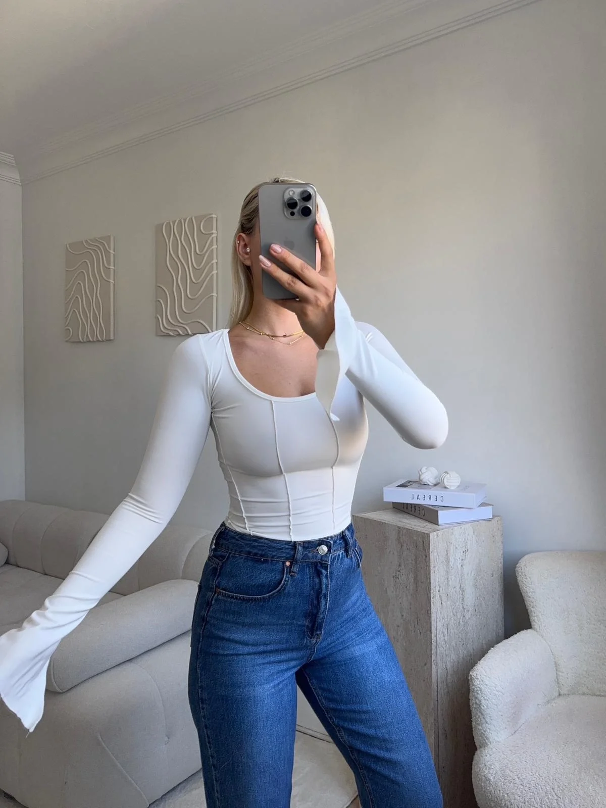 Kol İspanyol Biyeli Crop - BEYAZ