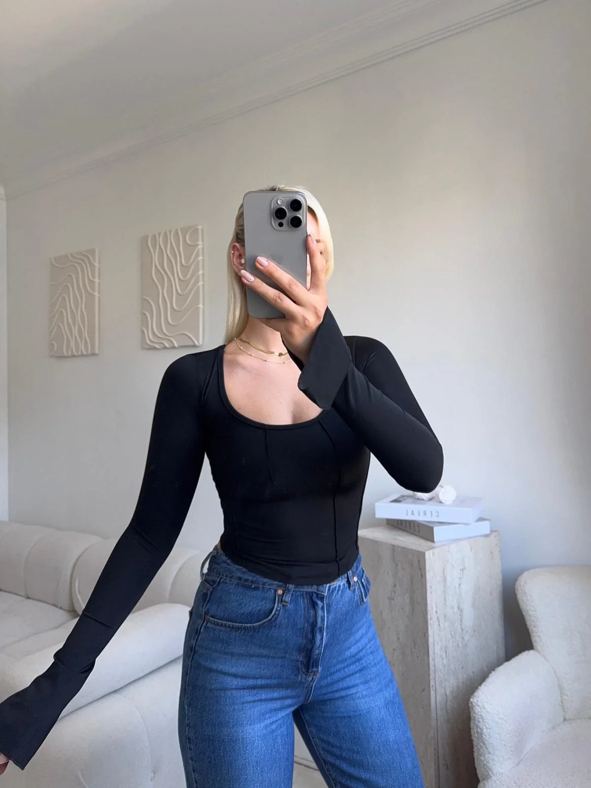 Kol İspanyol Biyeli Crop - SİYAH