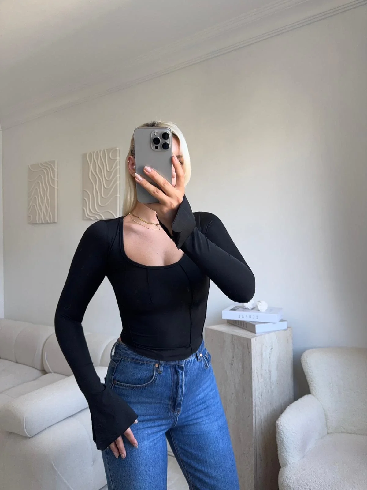 Kol İspanyol Biyeli Crop - SİYAH