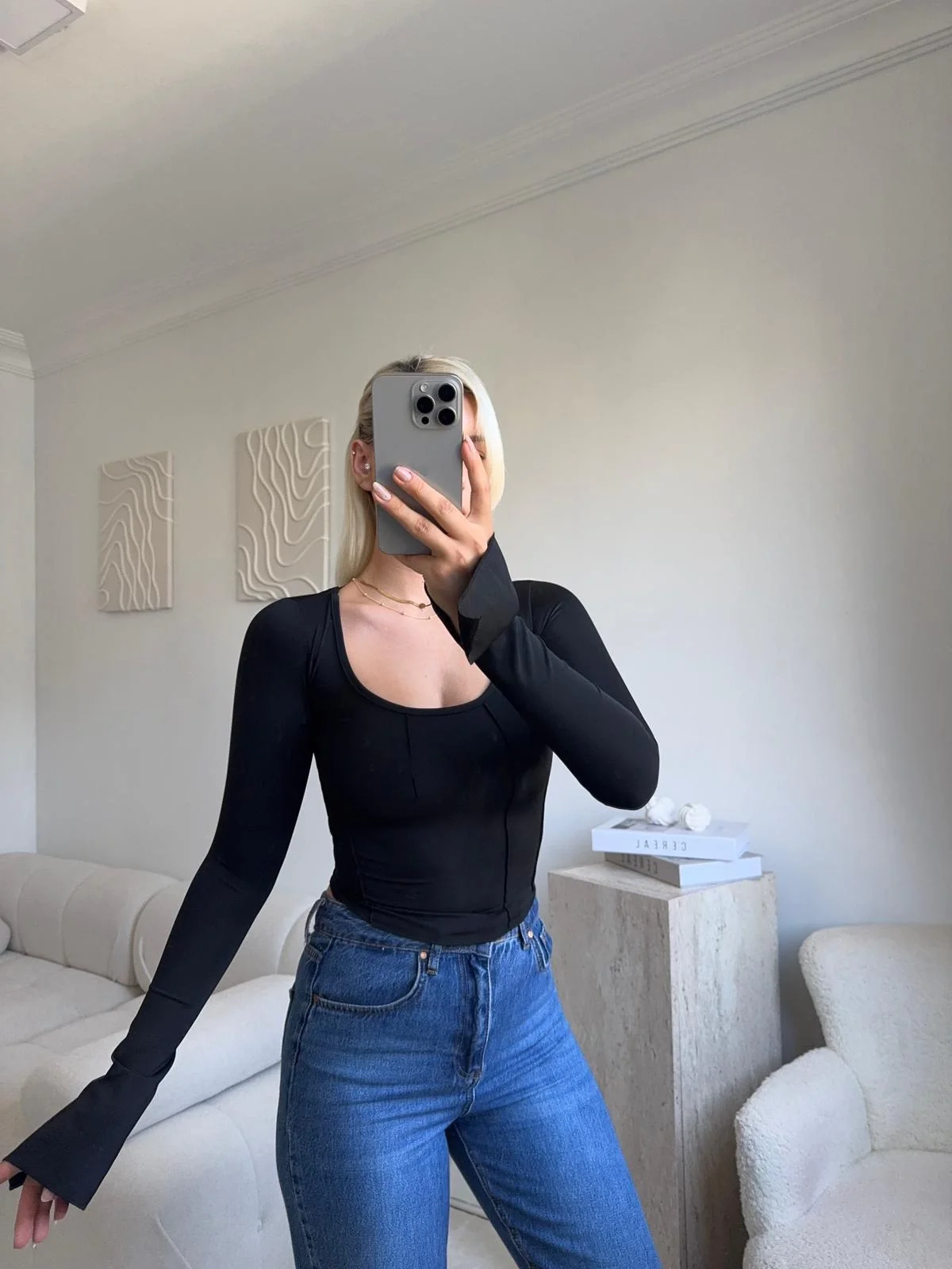 Kol İspanyol Biyeli Crop - SİYAH