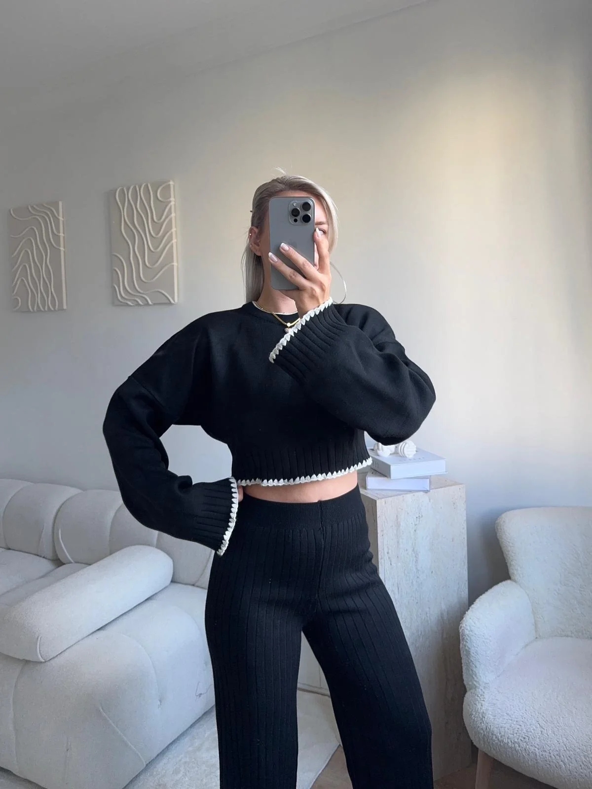 Kontrast Salaş İkili Triko Takım - SİYAH