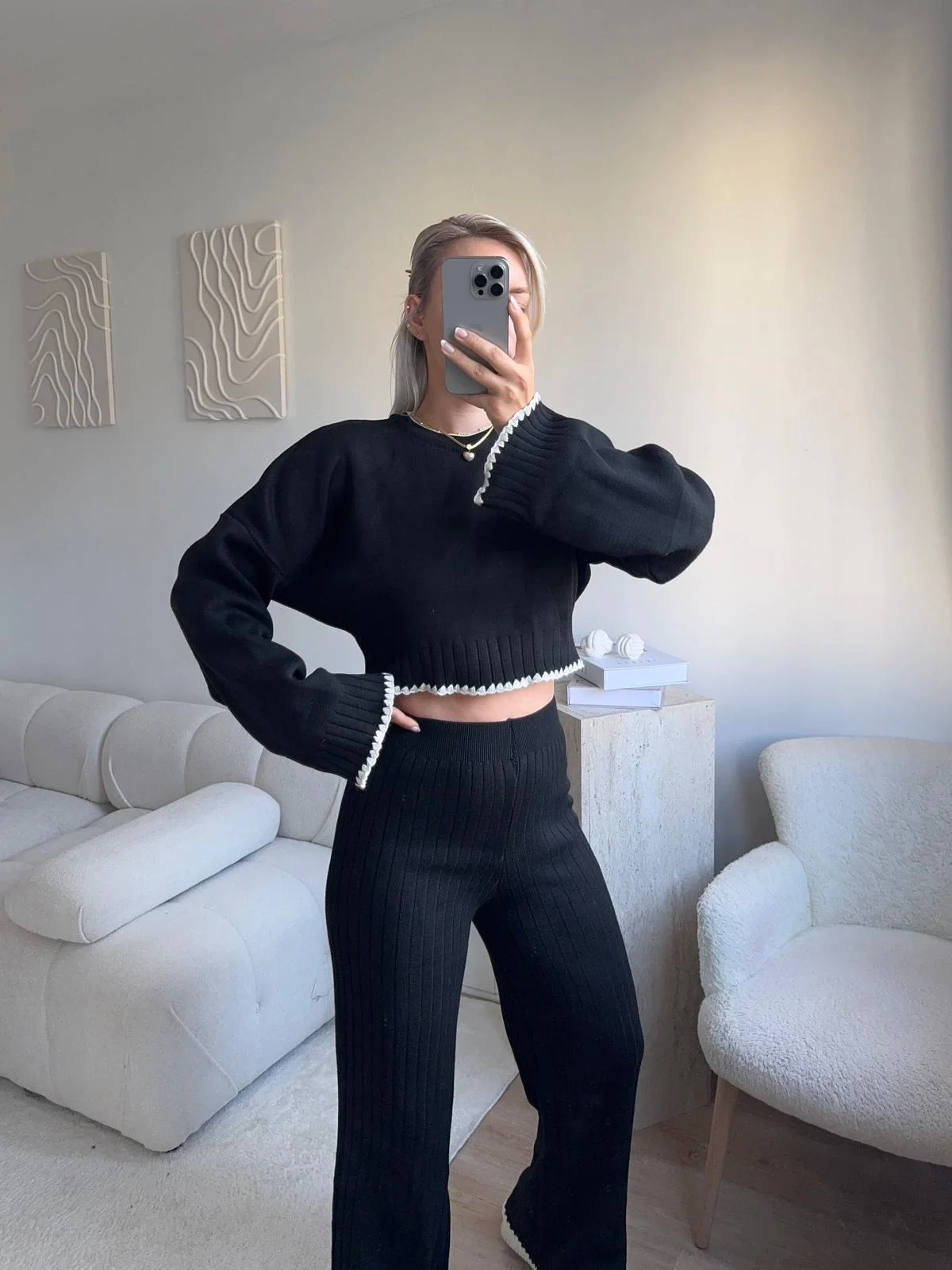 Kontrast Salaş İkili Triko Takım - SİYAH