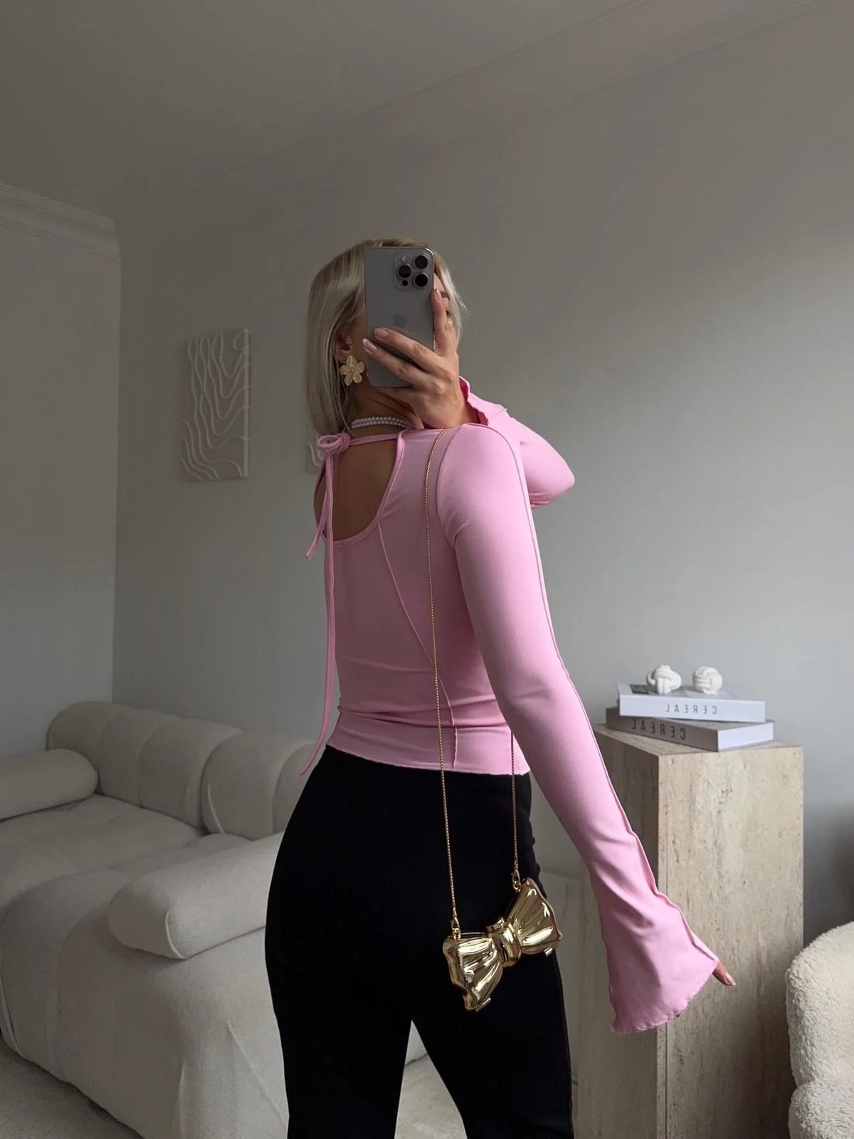 Korse Dikiş İspanyol Kol Bluz - PEMBE