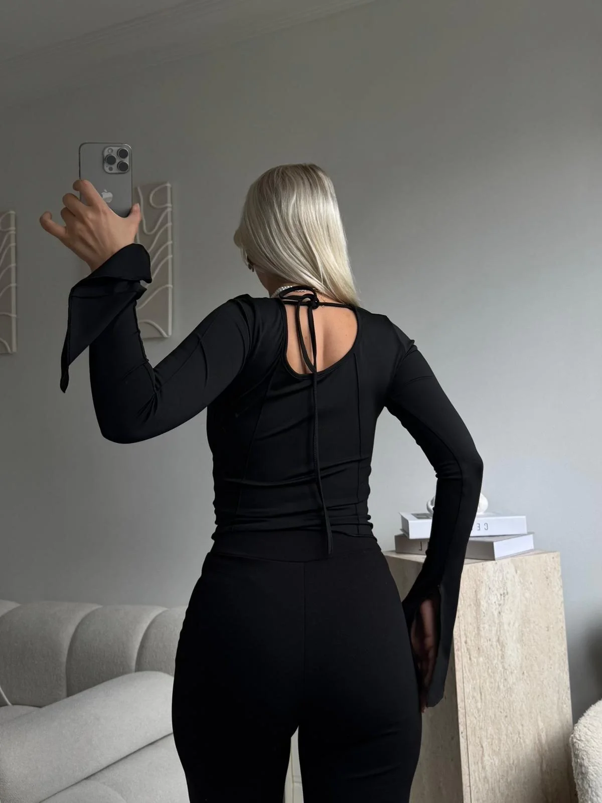 Korse Dikiş İspanyol Kol Bluz - SİYAH