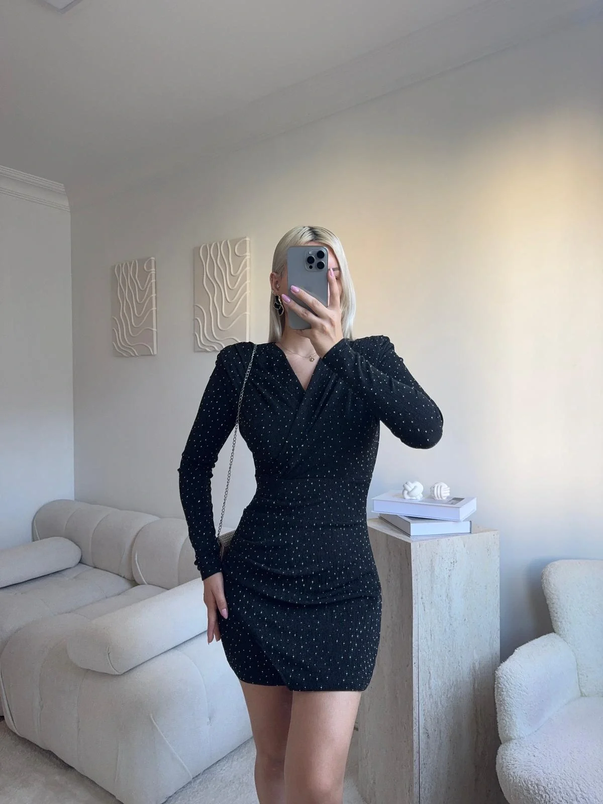 Kruvaze Taşlı Elbise