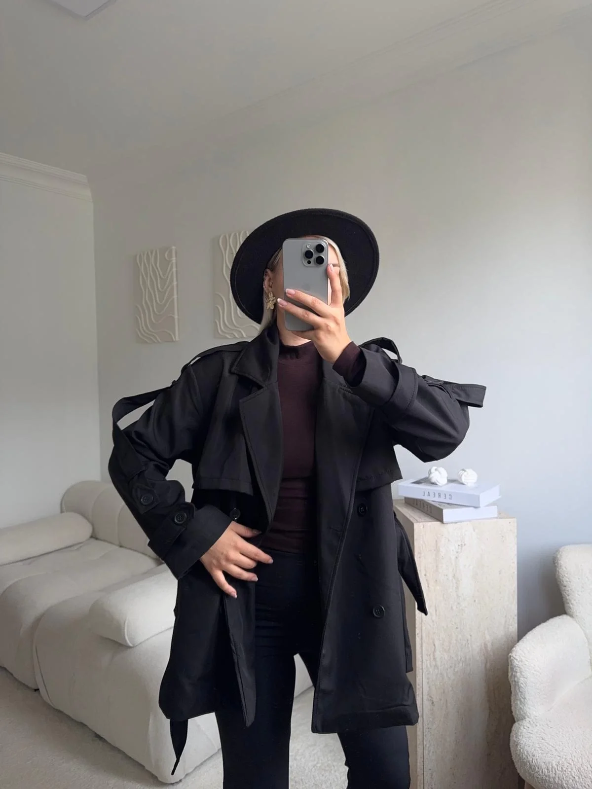 Kuşaklı Midi Trençkot - SİYAH