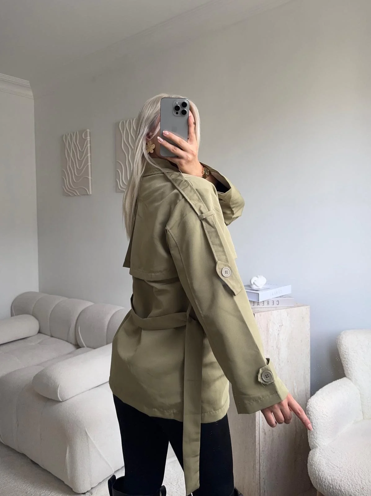 Kuşaklı Midi Trençkot - YEŞİL