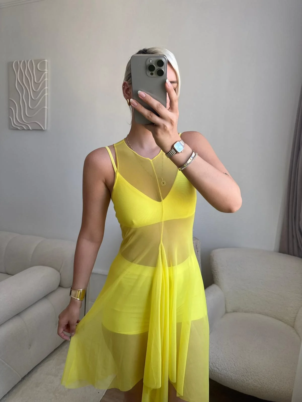 Kuşaklı Tül Pareo - SARI