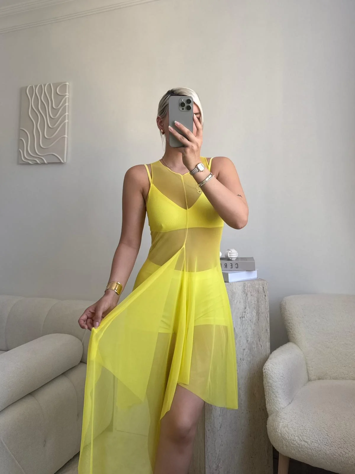 Kuşaklı Tül Pareo - SARI