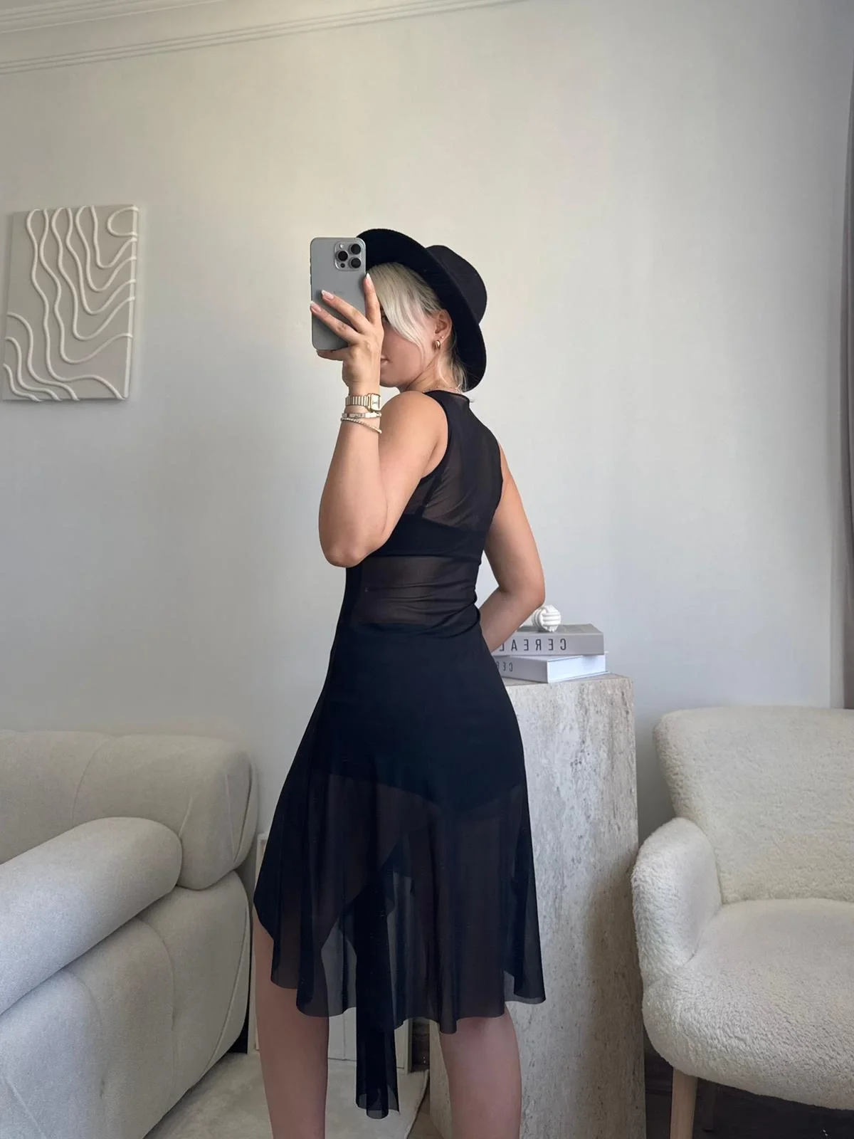 Kuşaklı Tül Pareo - SİYAH