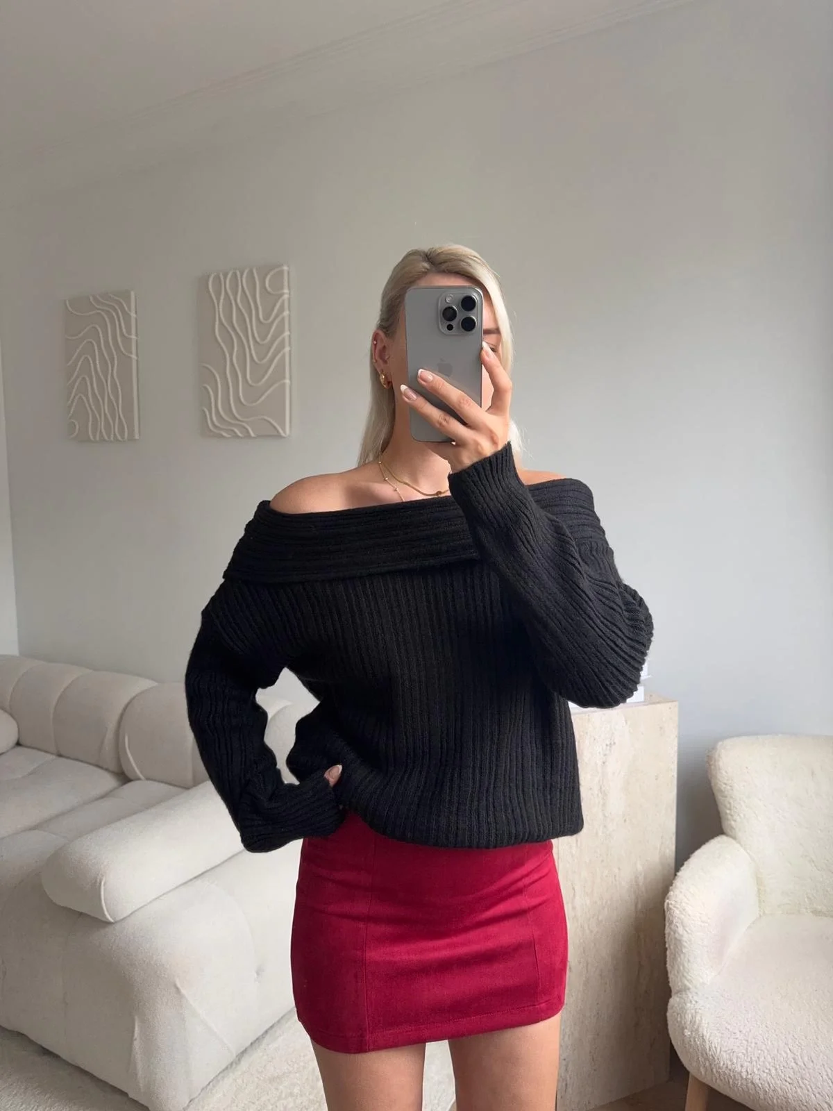 Madonna Yaka Şardonlu Kazak - SİYAH