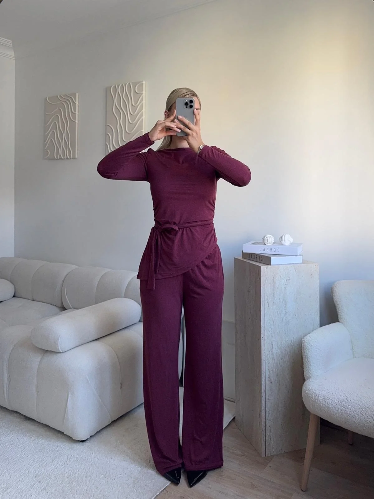 Modal Bel Kuşak İkili Takım - BORDO