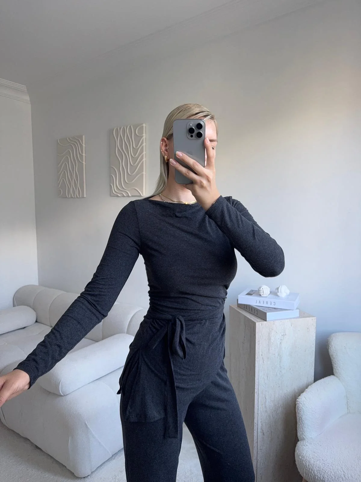 Modal Bel Kuşak İkili Takım - FÜME