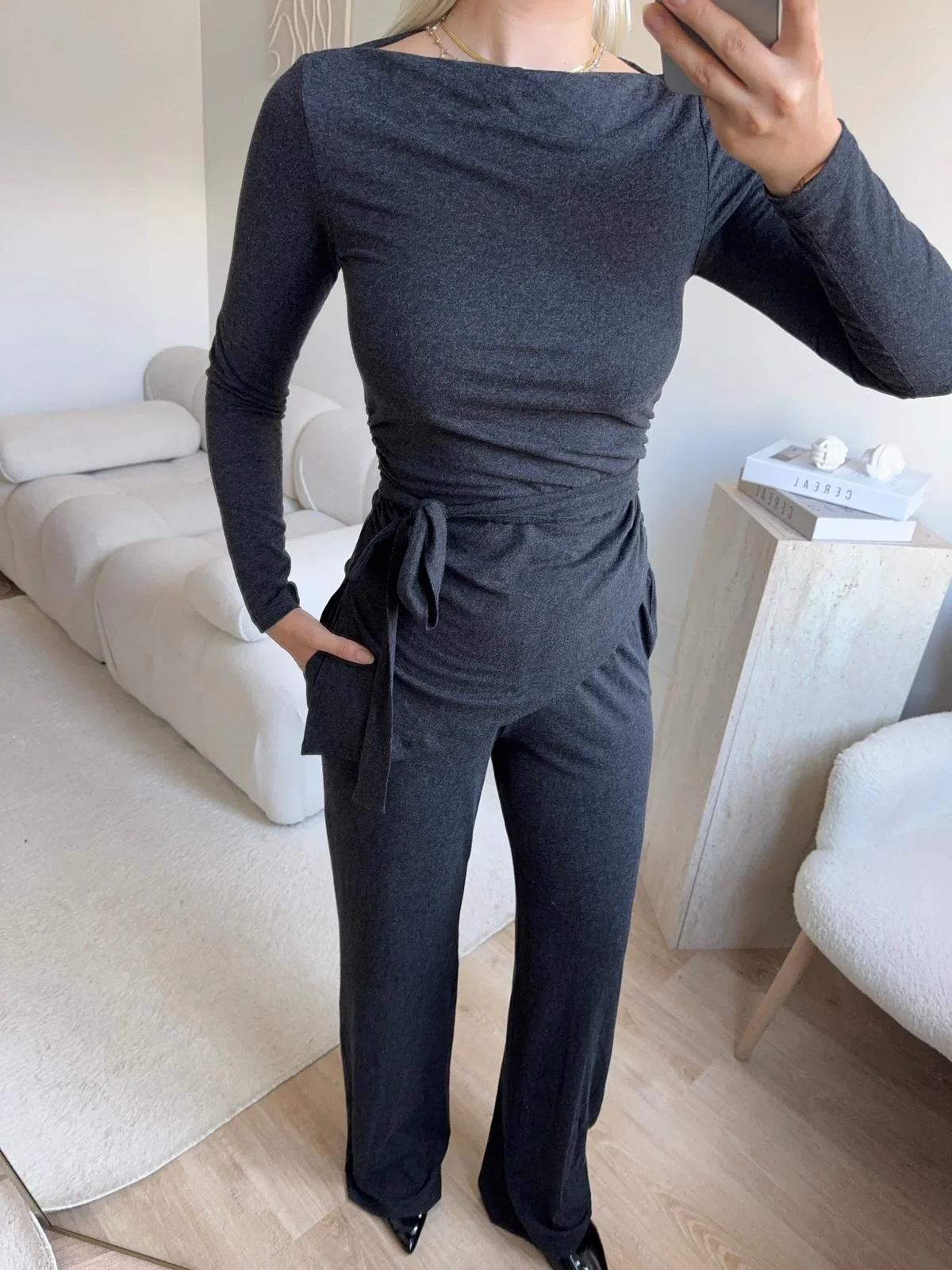 Modal Bel Kuşak İkili Takım - FÜME