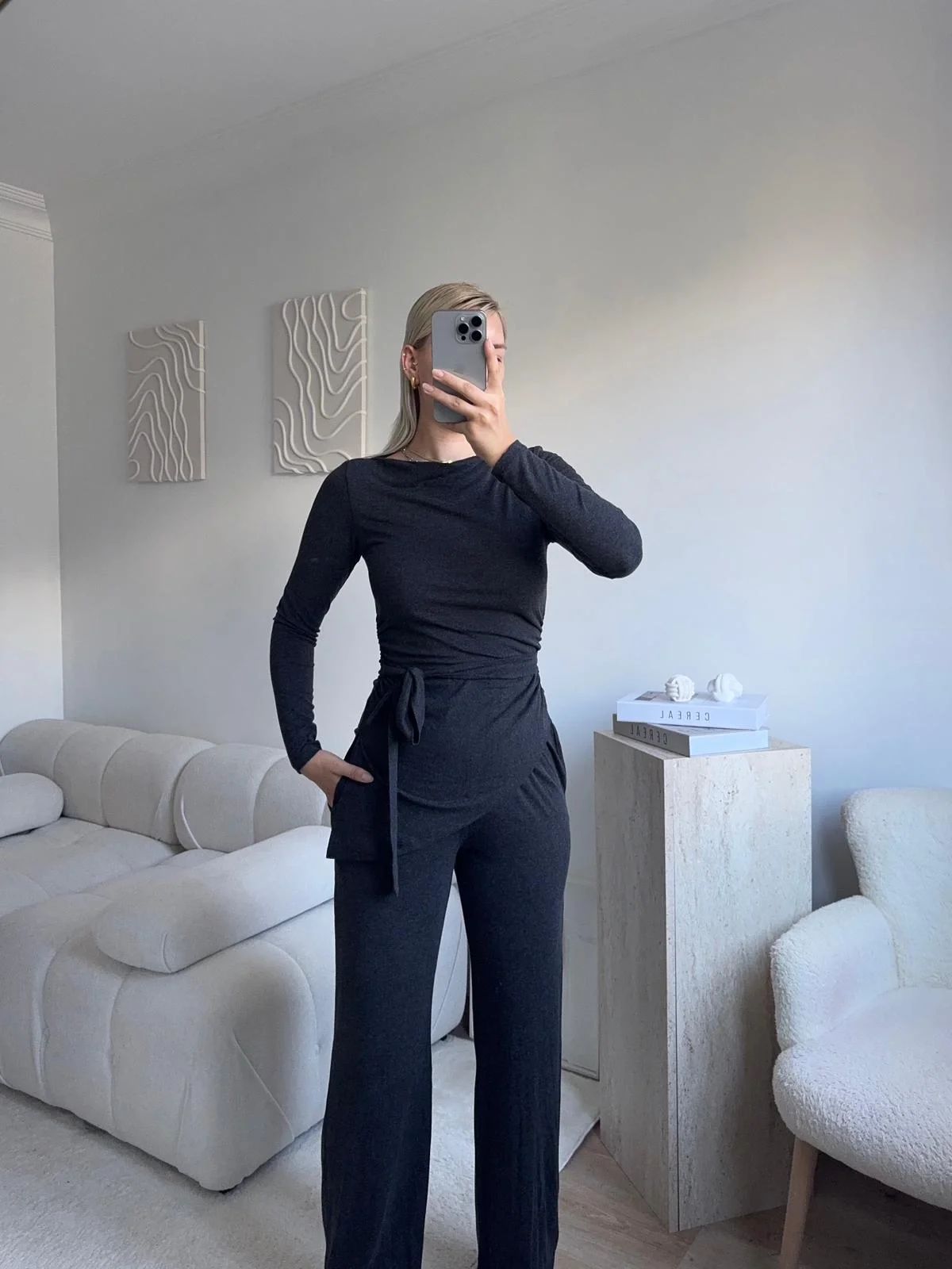 Modal Bel Kuşak İkili Takım - FÜME