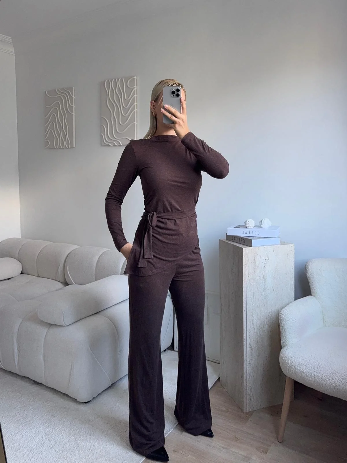 Modal Bel Kuşak İkili Takım - KAHVE