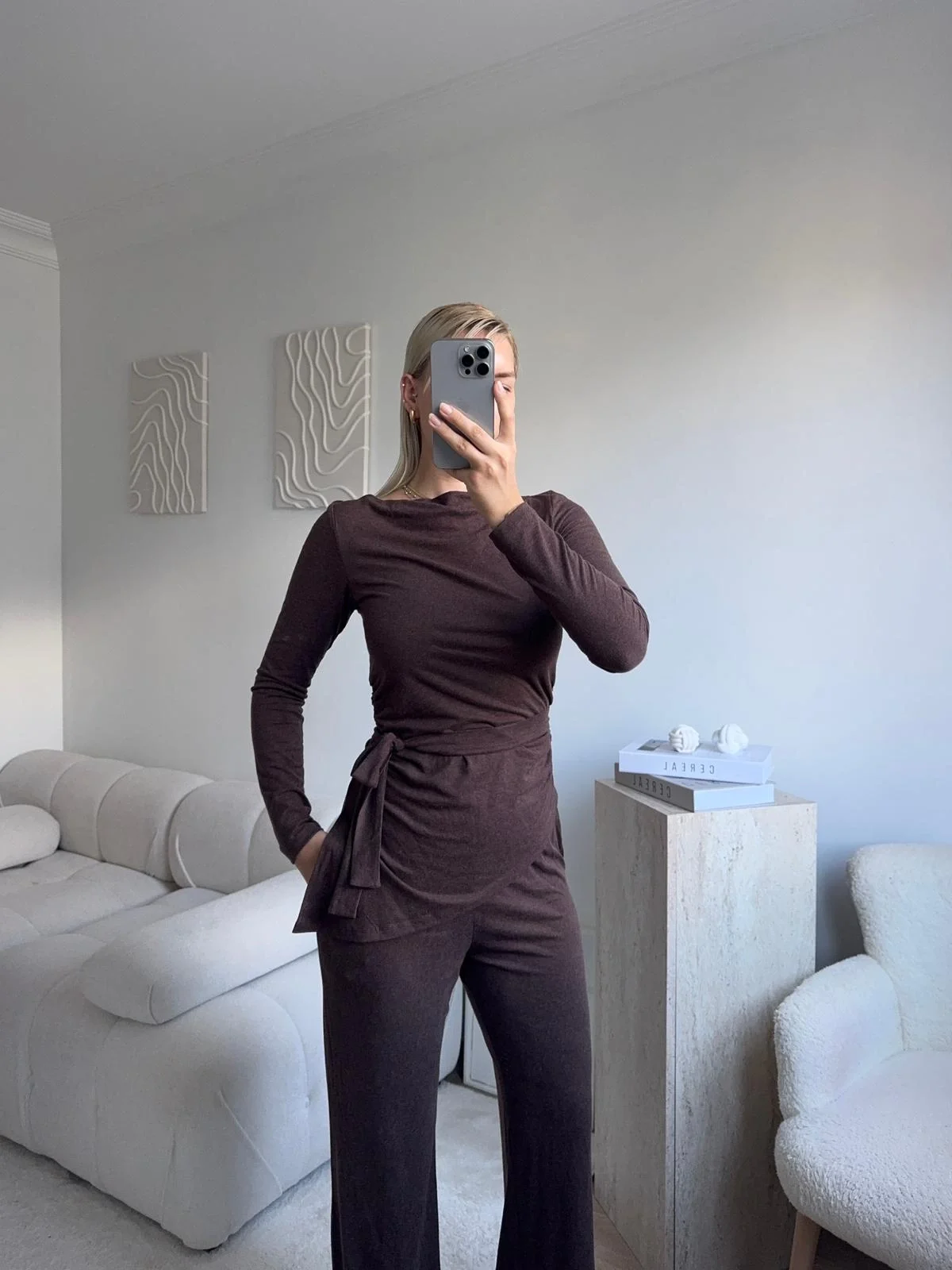 Modal Bel Kuşak İkili Takım - KAHVE