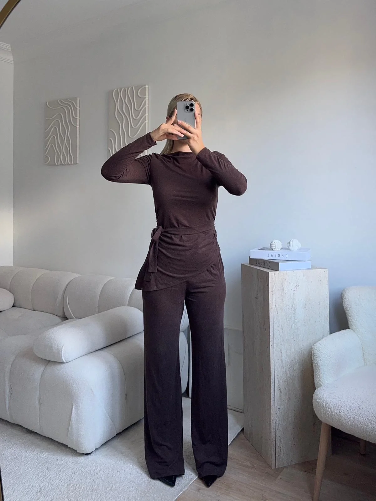 Modal Bel Kuşak İkili Takım - KAHVE