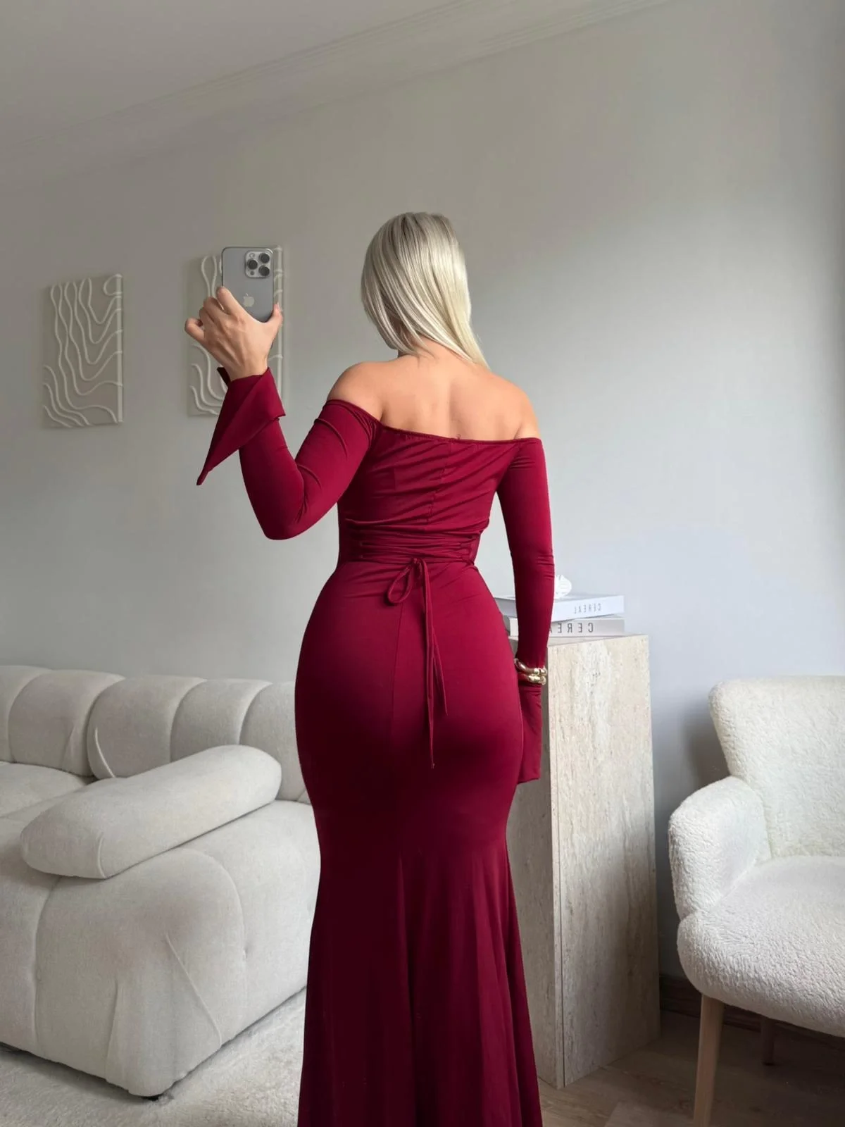 Monroe Uzun Elbise - BORDO