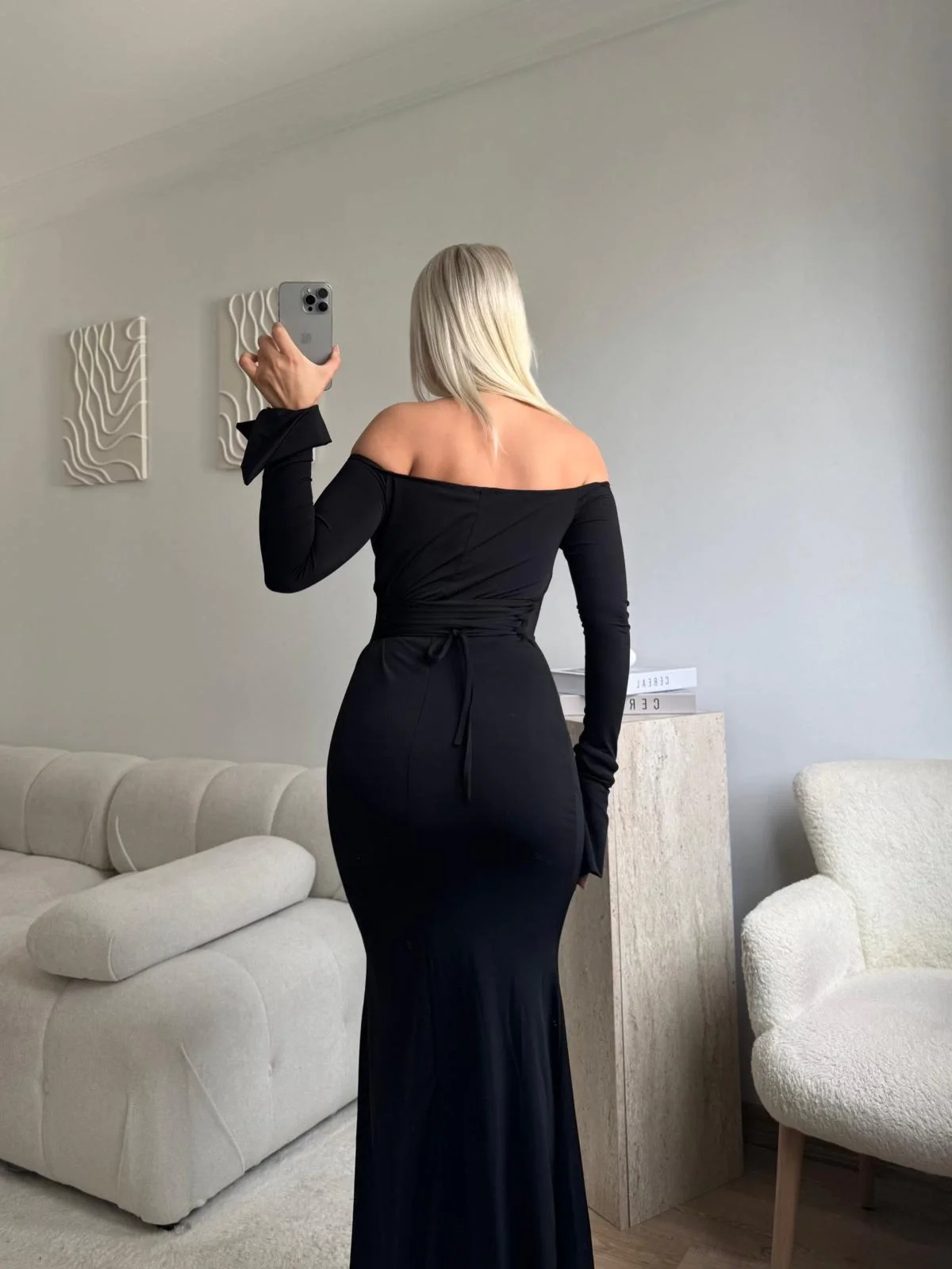 Monroe Uzun Elbise - SİYAH