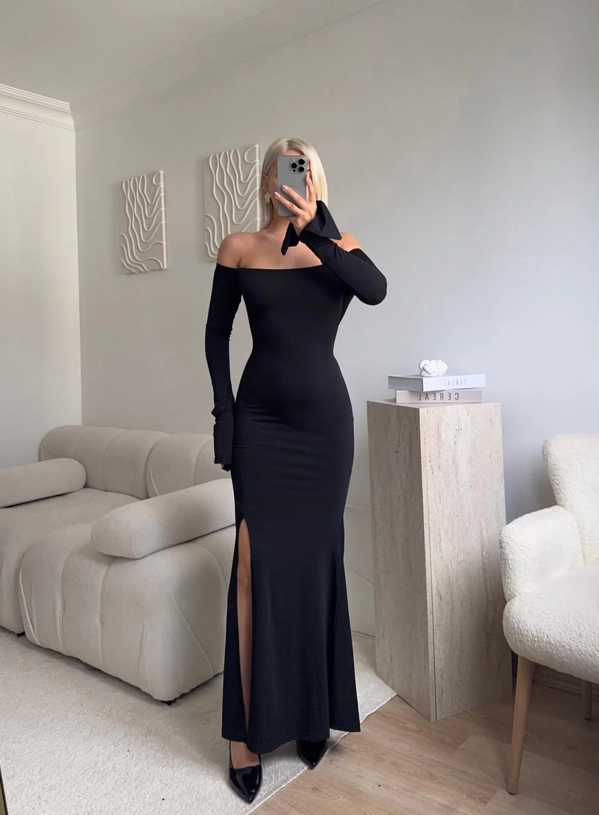 Monroe Uzun Elbise - SİYAH