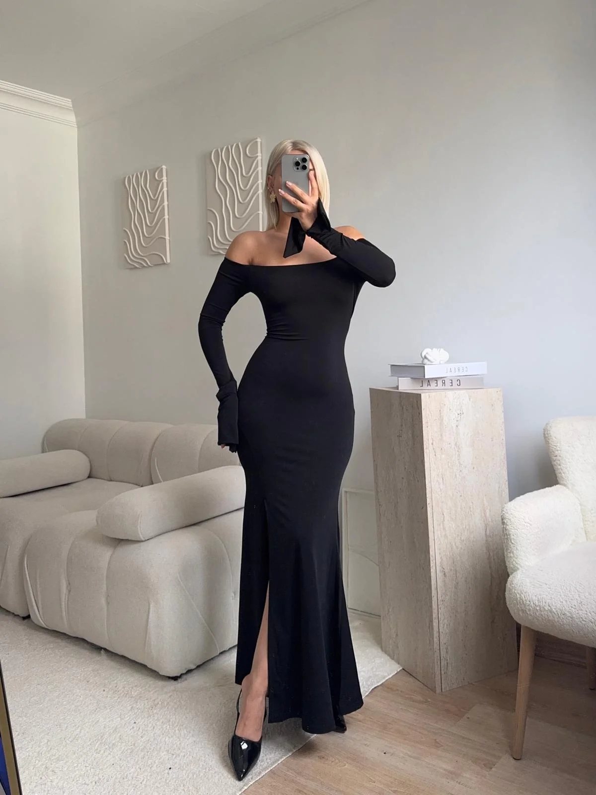 Monroe Uzun Elbise - SİYAH