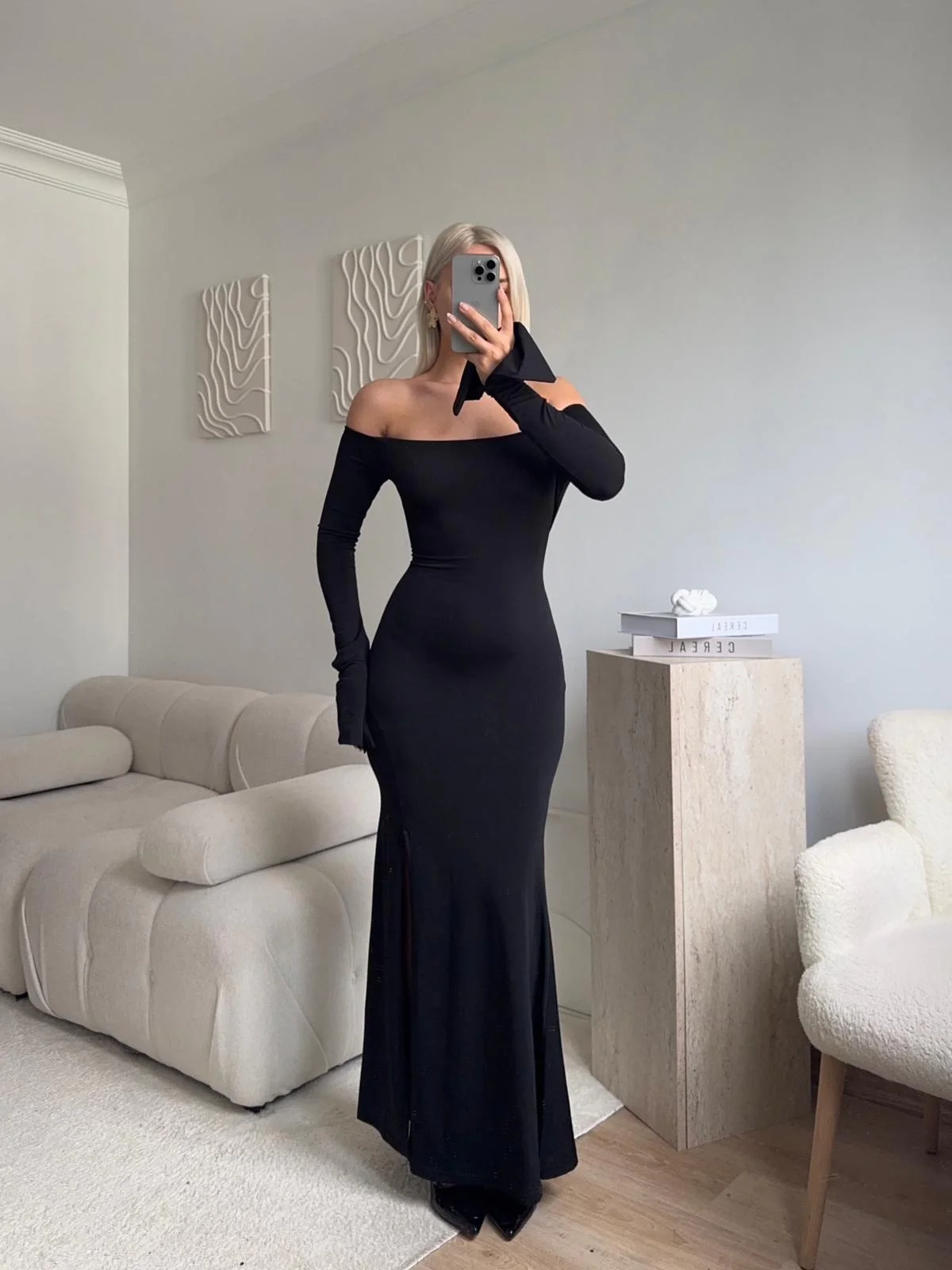 Monroe Uzun Elbise - SİYAH