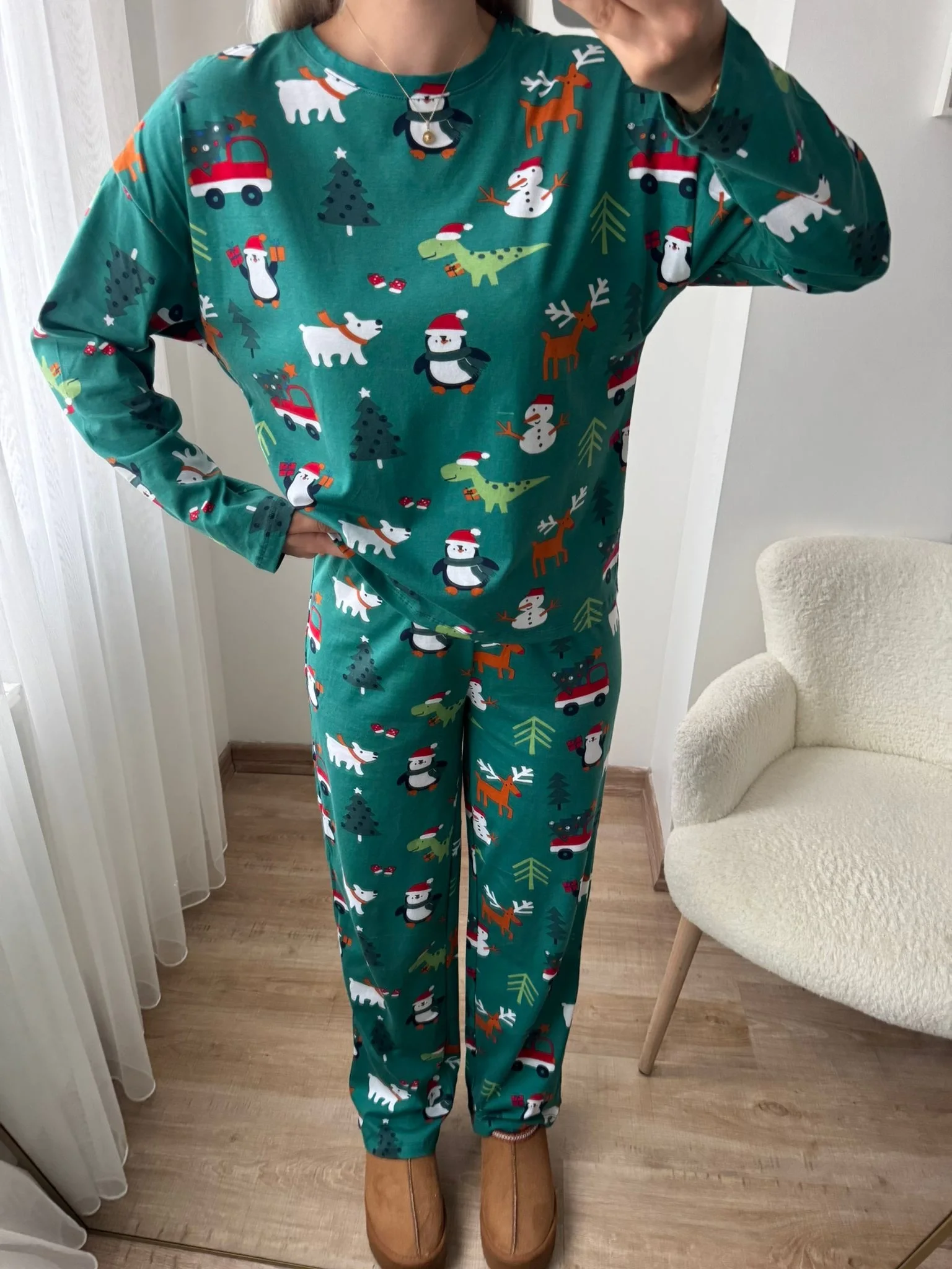 Noel Baskılı Pijama Takımı - YEŞİL