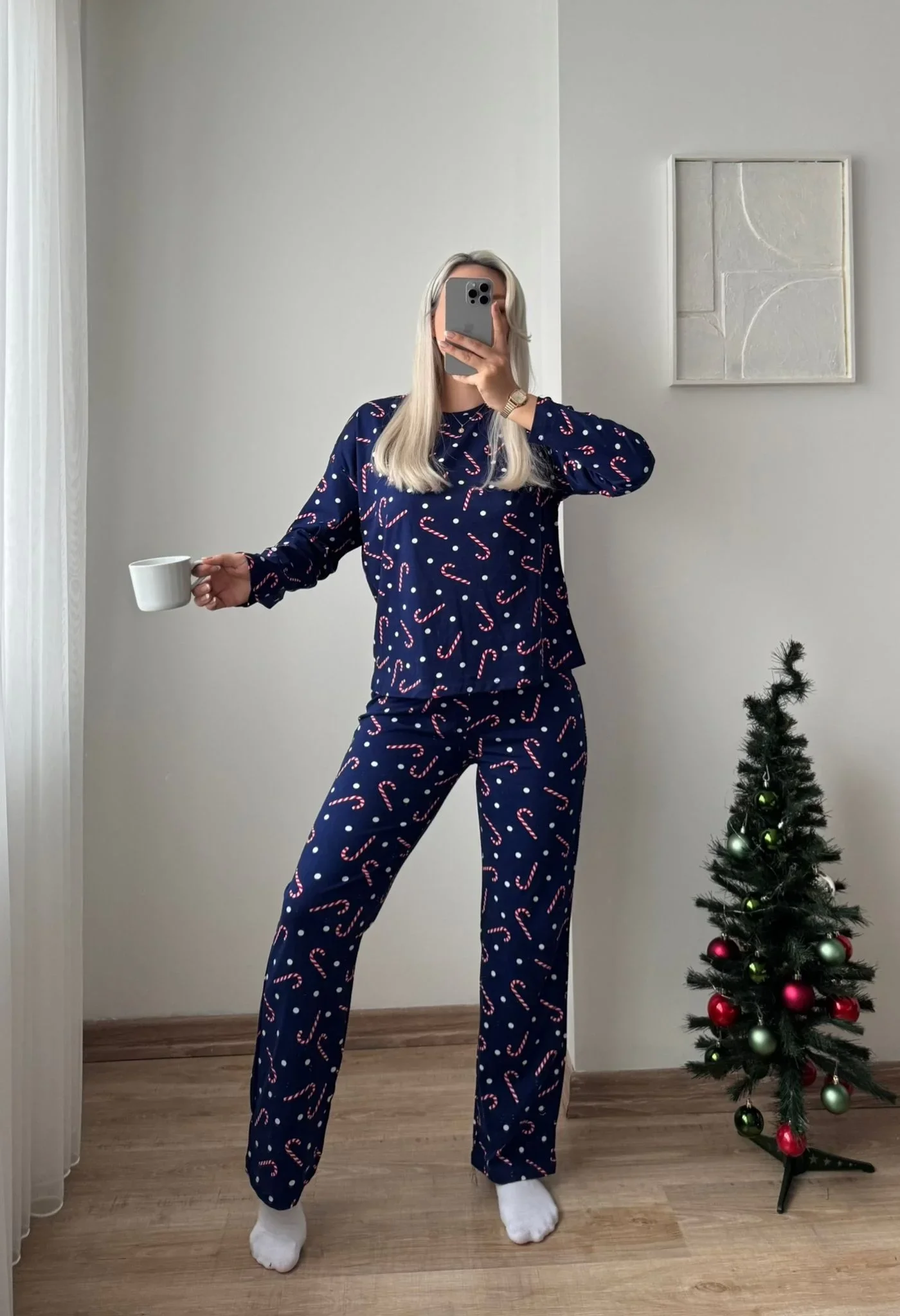 Noel Şekeri Pijama Takımı - LACİVERT