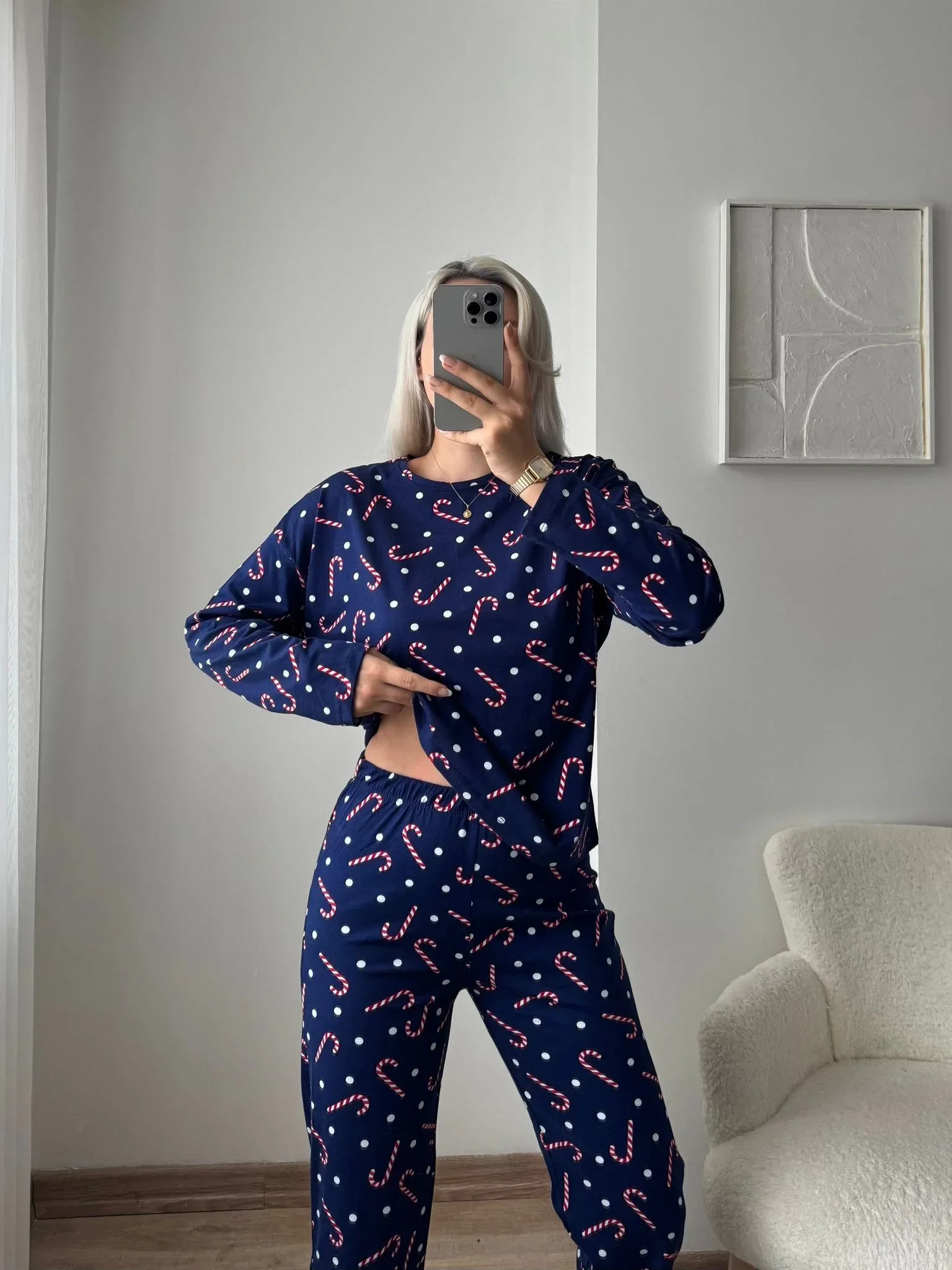 Noel Şekeri Pijama Takımı - LACİVERT