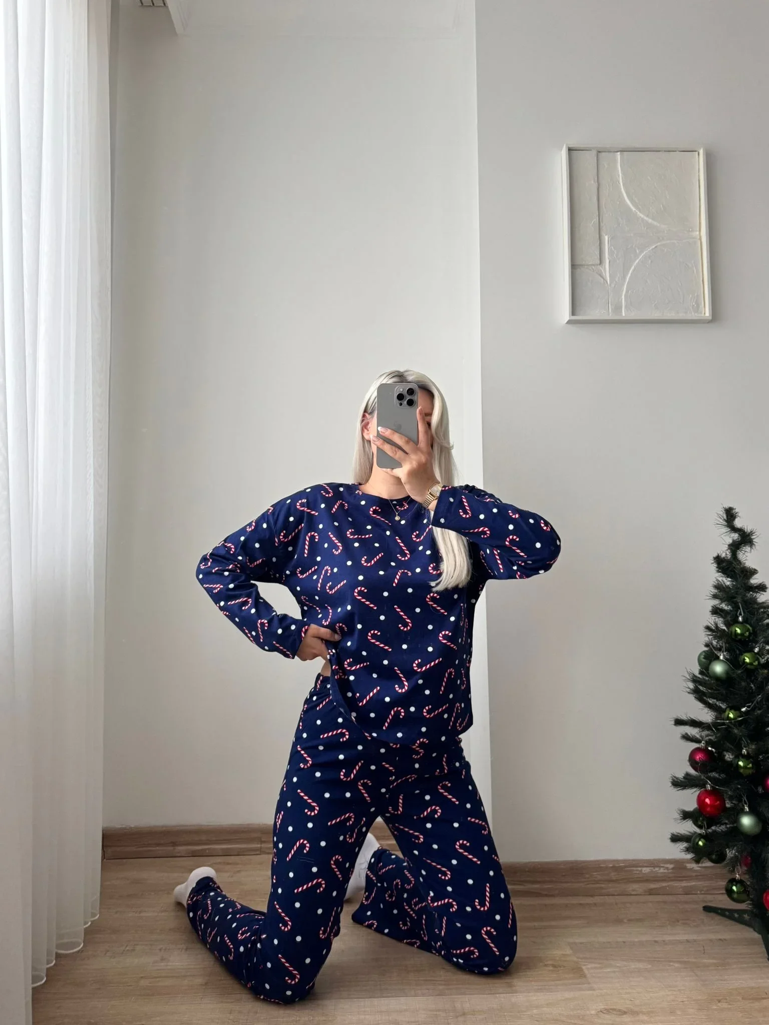 Noel Şekeri Pijama Takımı - LACİVERT