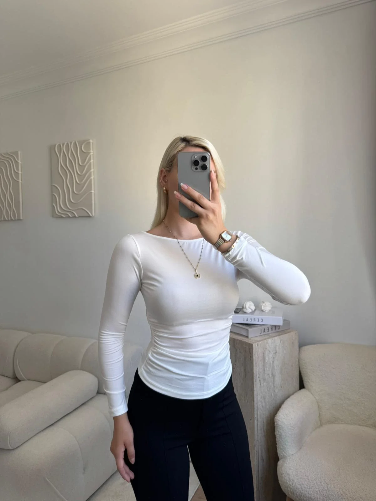 Nova Basic Fit Bluz - BEYAZ