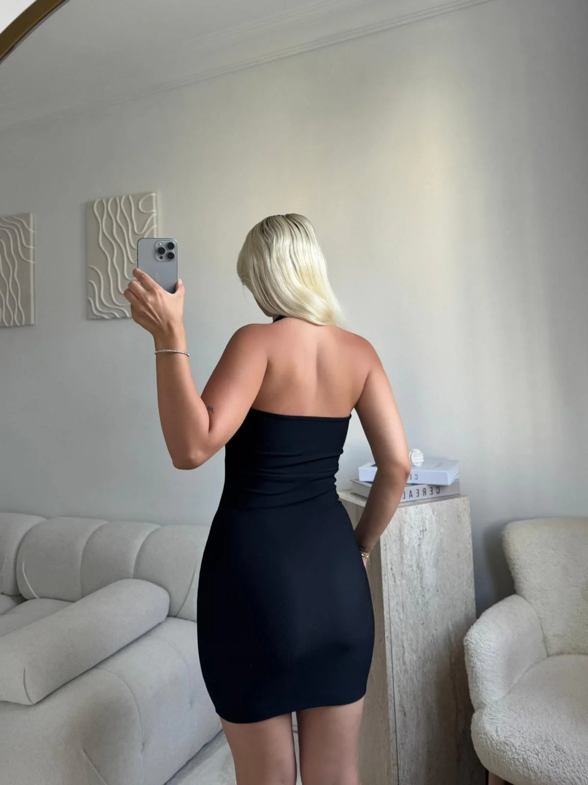 Omuz Aksesuar Elbise - SİYAH