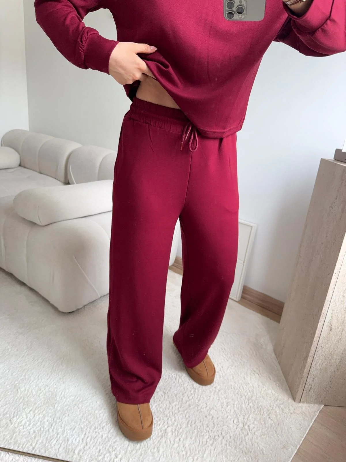 Omuz Detaylı Günlük Takım - BORDO