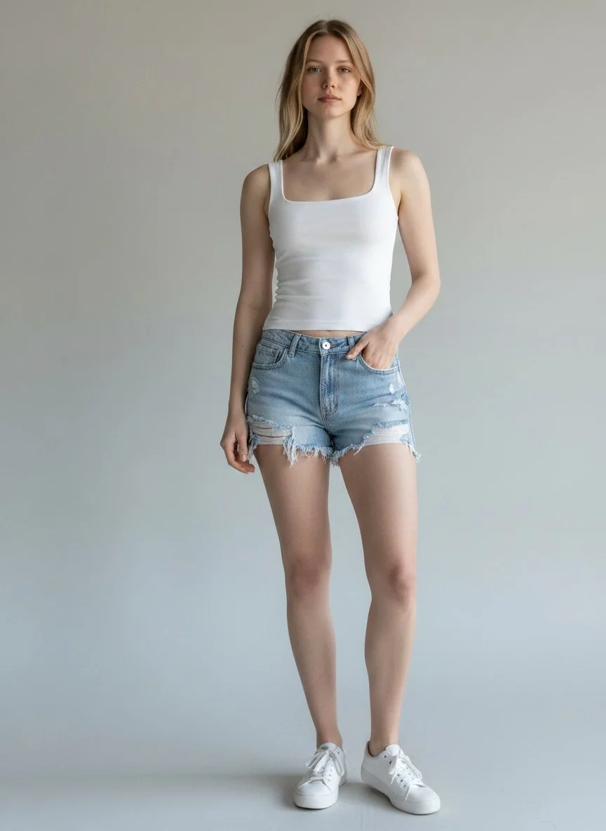 Ön Arka Kare Crop - BEYAZ
