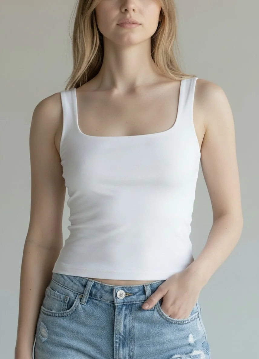 Ön Arka Kare Crop - BEYAZ