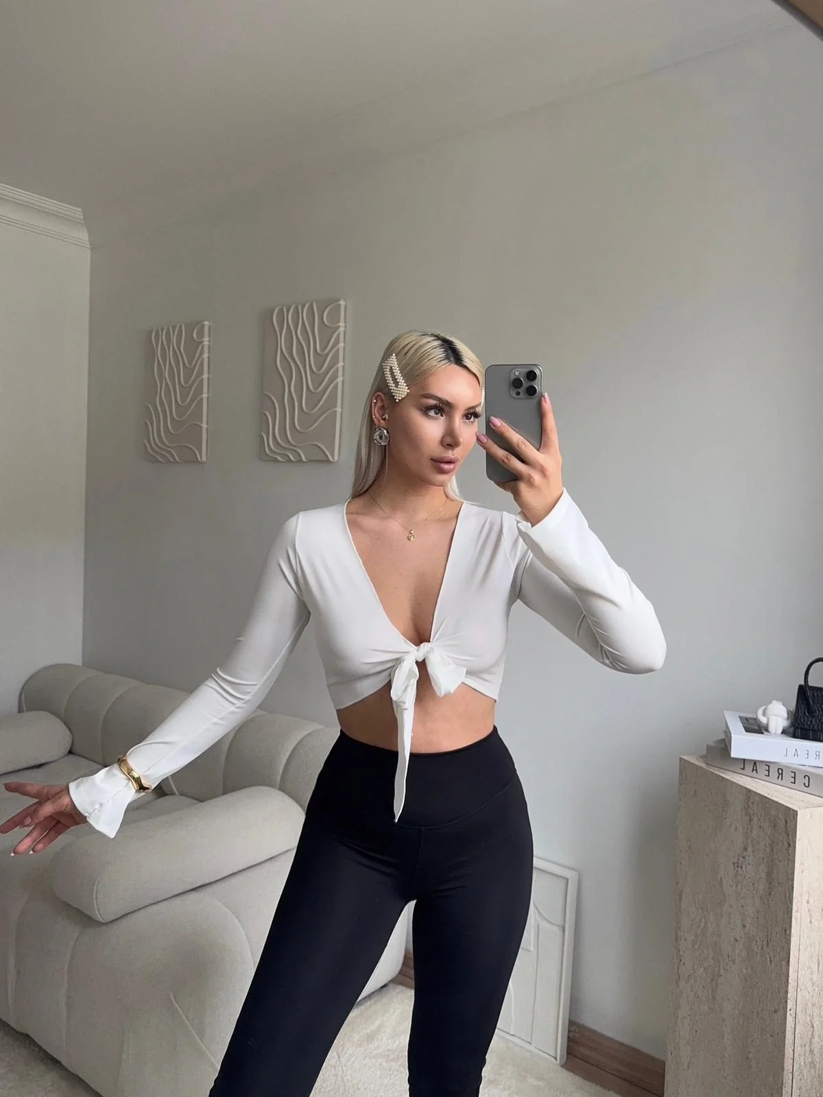 Ön Bağlamalı Fit Crop - BEYAZ