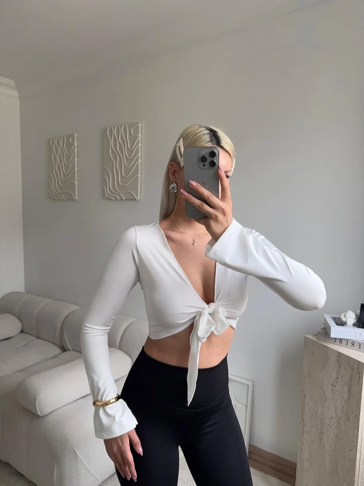 Ön Bağlamalı Fit Crop - BEYAZ