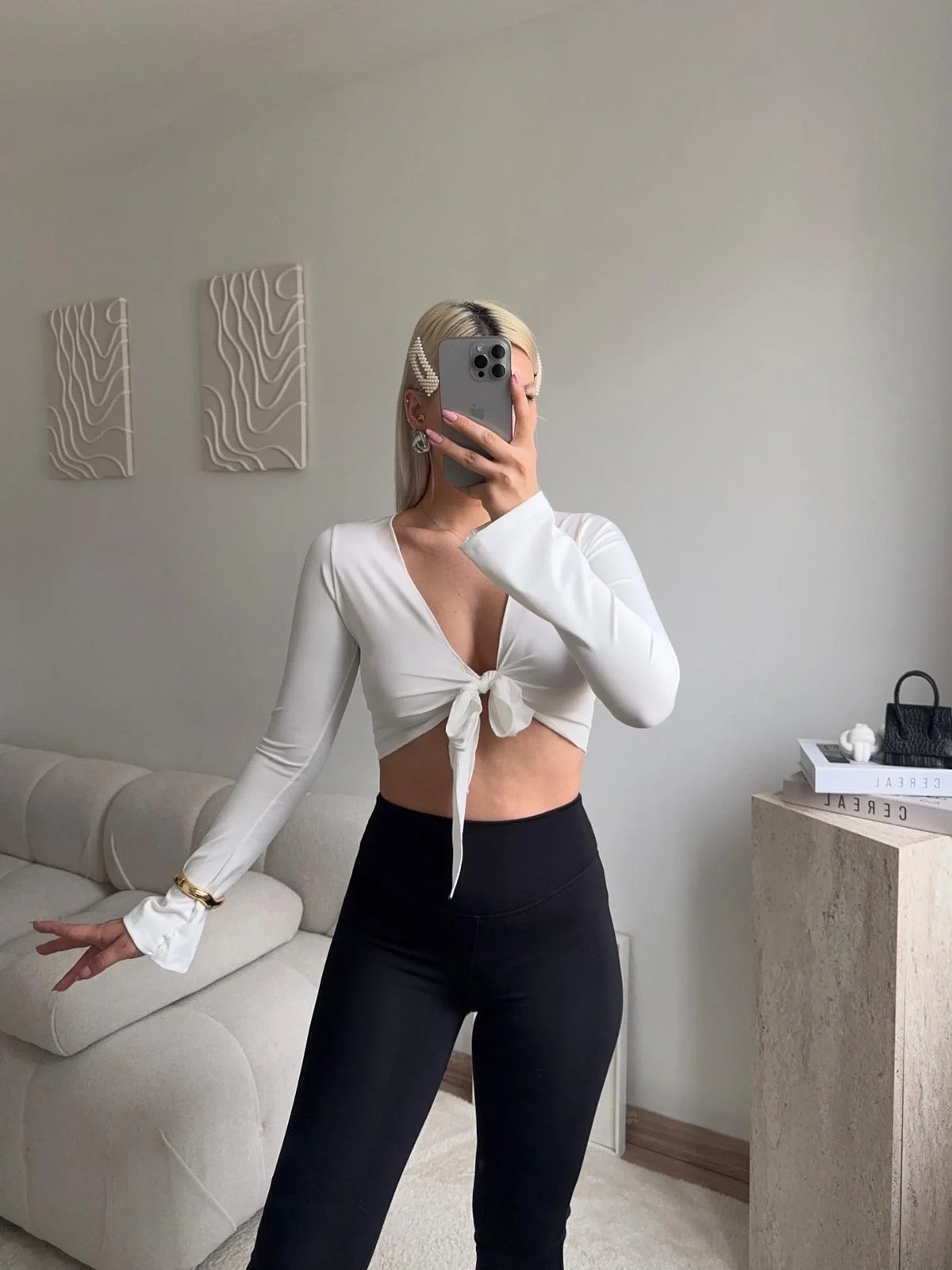 Ön Bağlamalı Fit Crop - BEYAZ